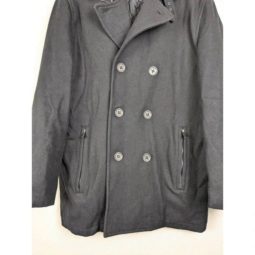 Michael Kors Men's Black Insulated Notch Lapel Double Breasted Size L Coat - Picture 3 of 12
